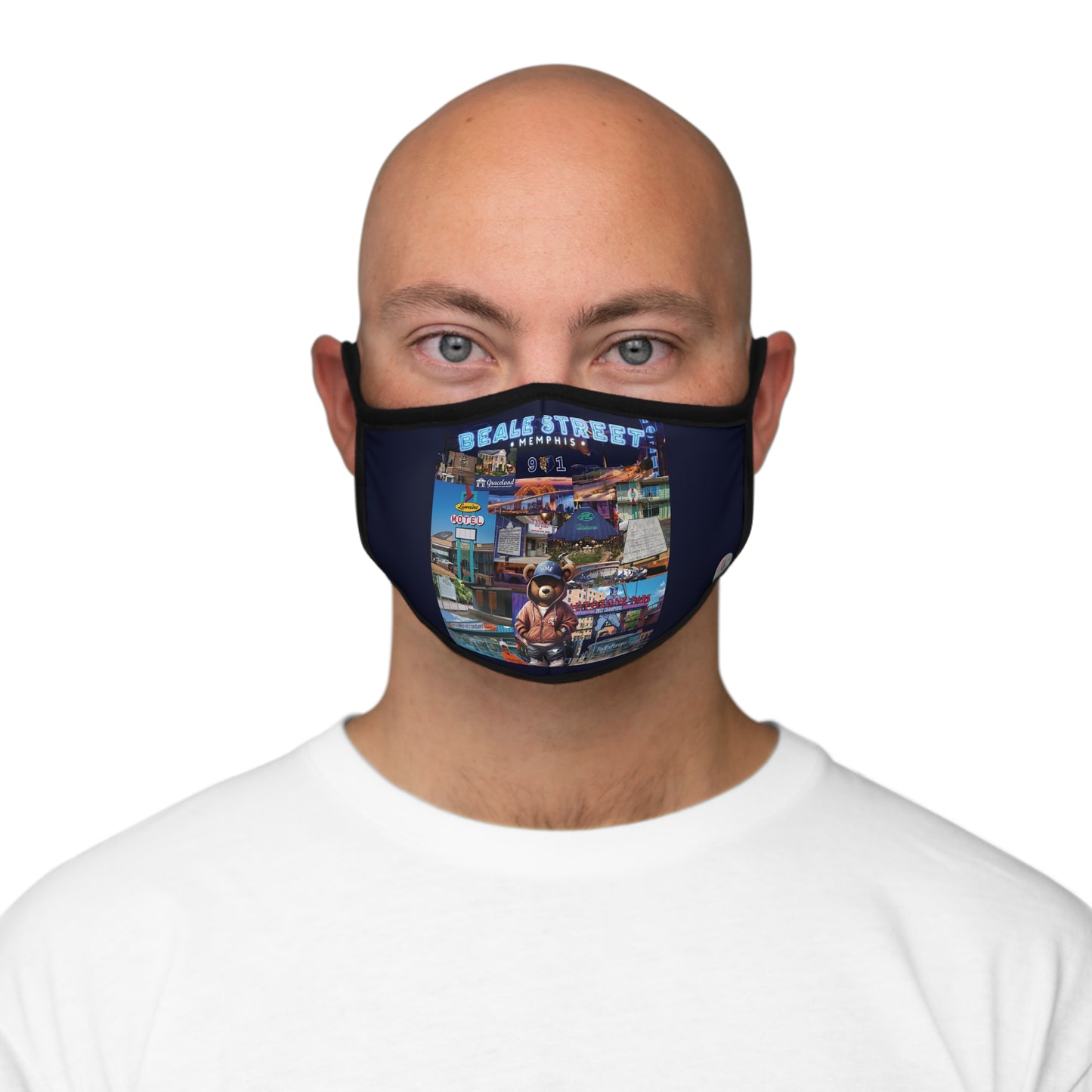 Rep Yo City Memphis Dark Navy Blue Fitted 2 layer Polyester Face Mask