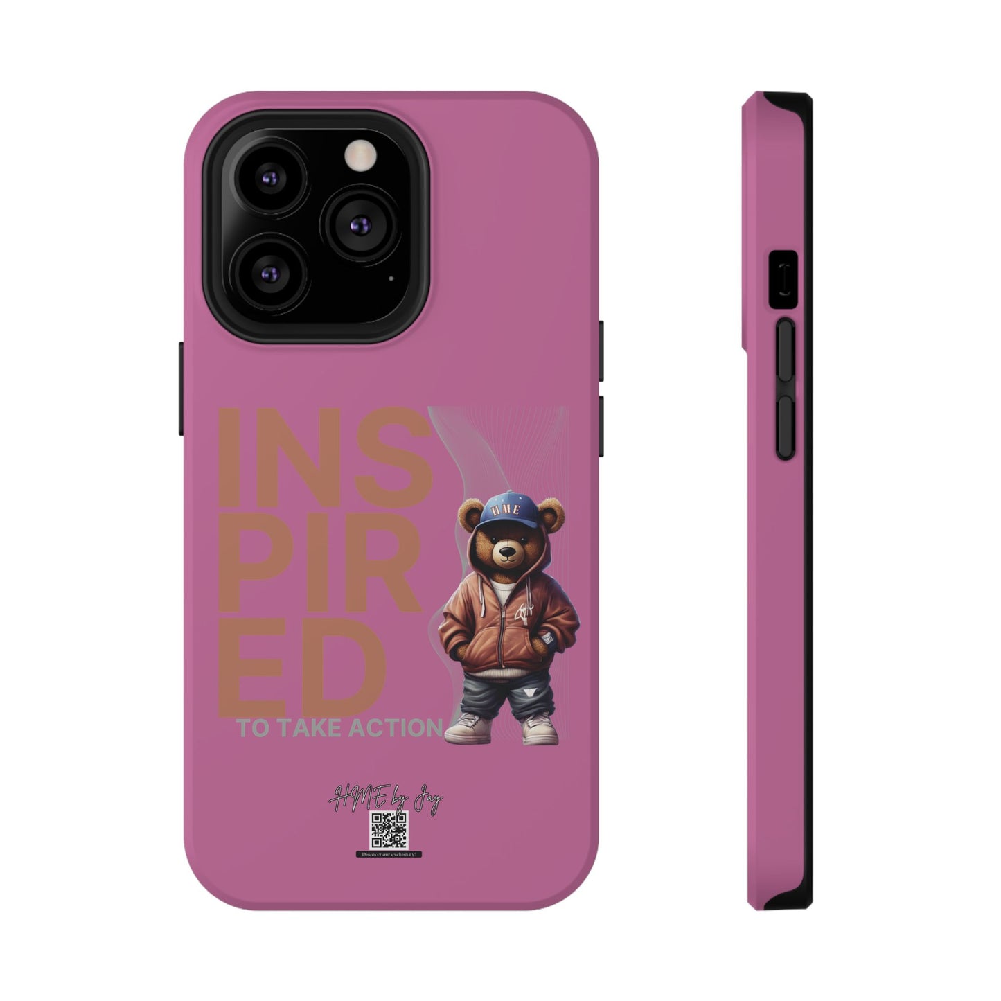 Phone Cases - HME Logo Bear, Inspired to take action light pink