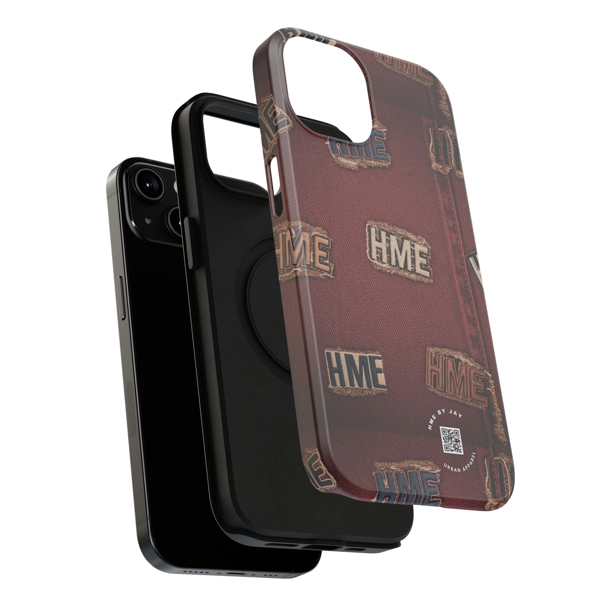 Phone Cases with HME Red Stressed Denim and Patches