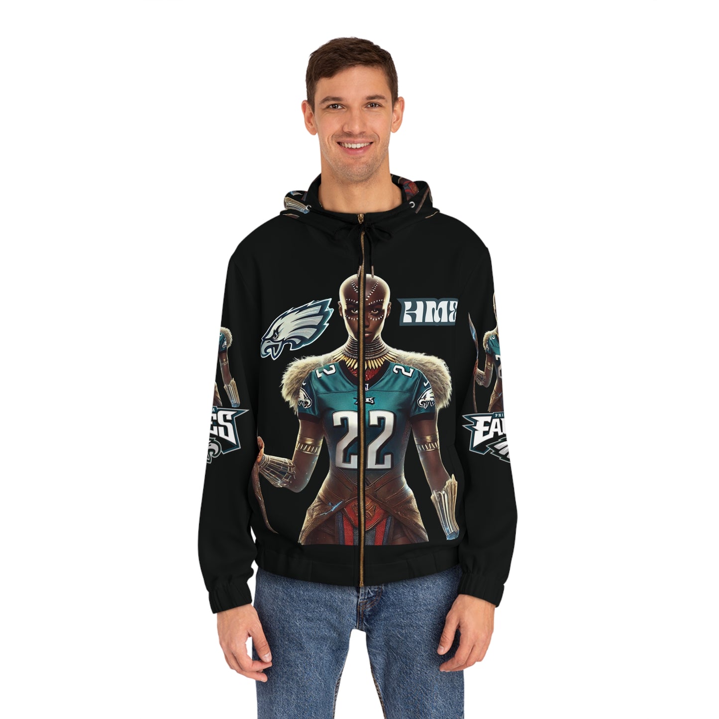 Full-Zip Hoodie - Philadelphia Eagles Wakandan Woman Warrior Design