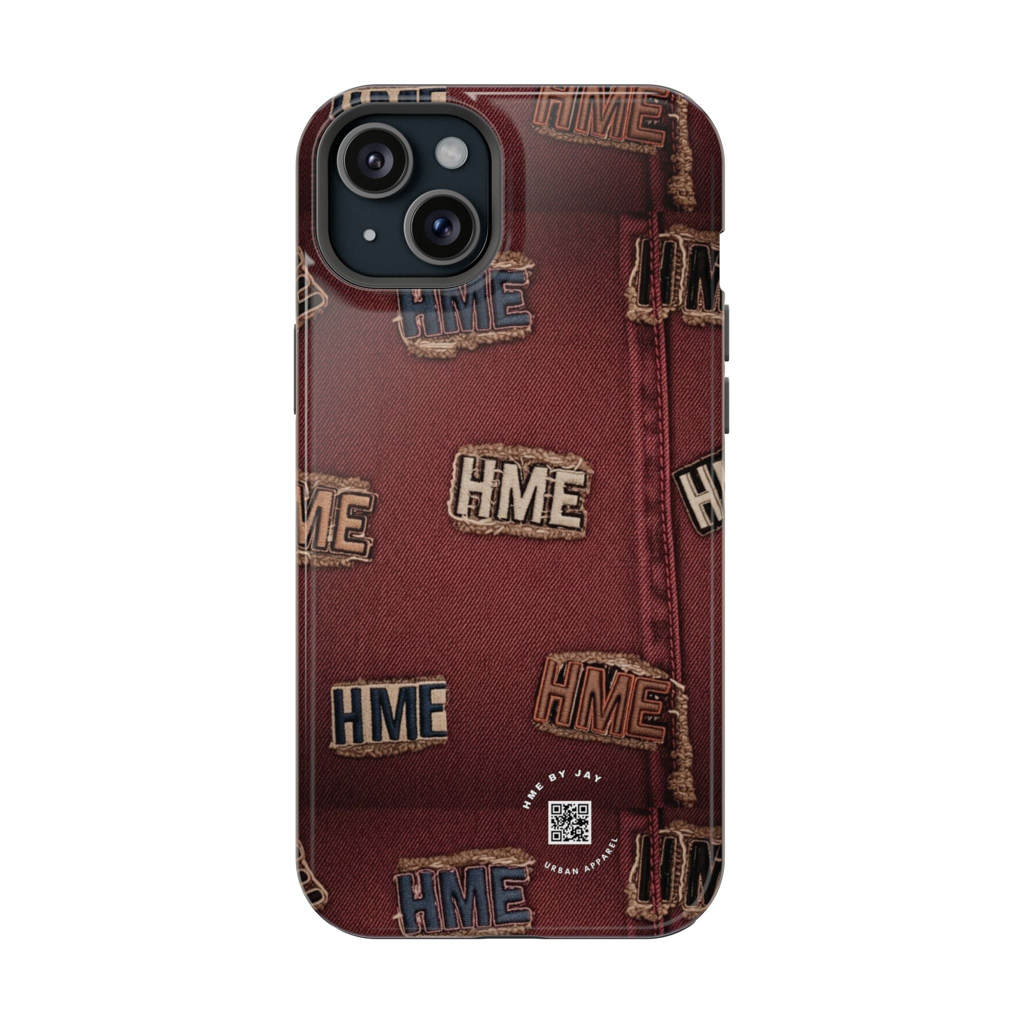 Phone Cases with HME Red Stressed Denim and Patches