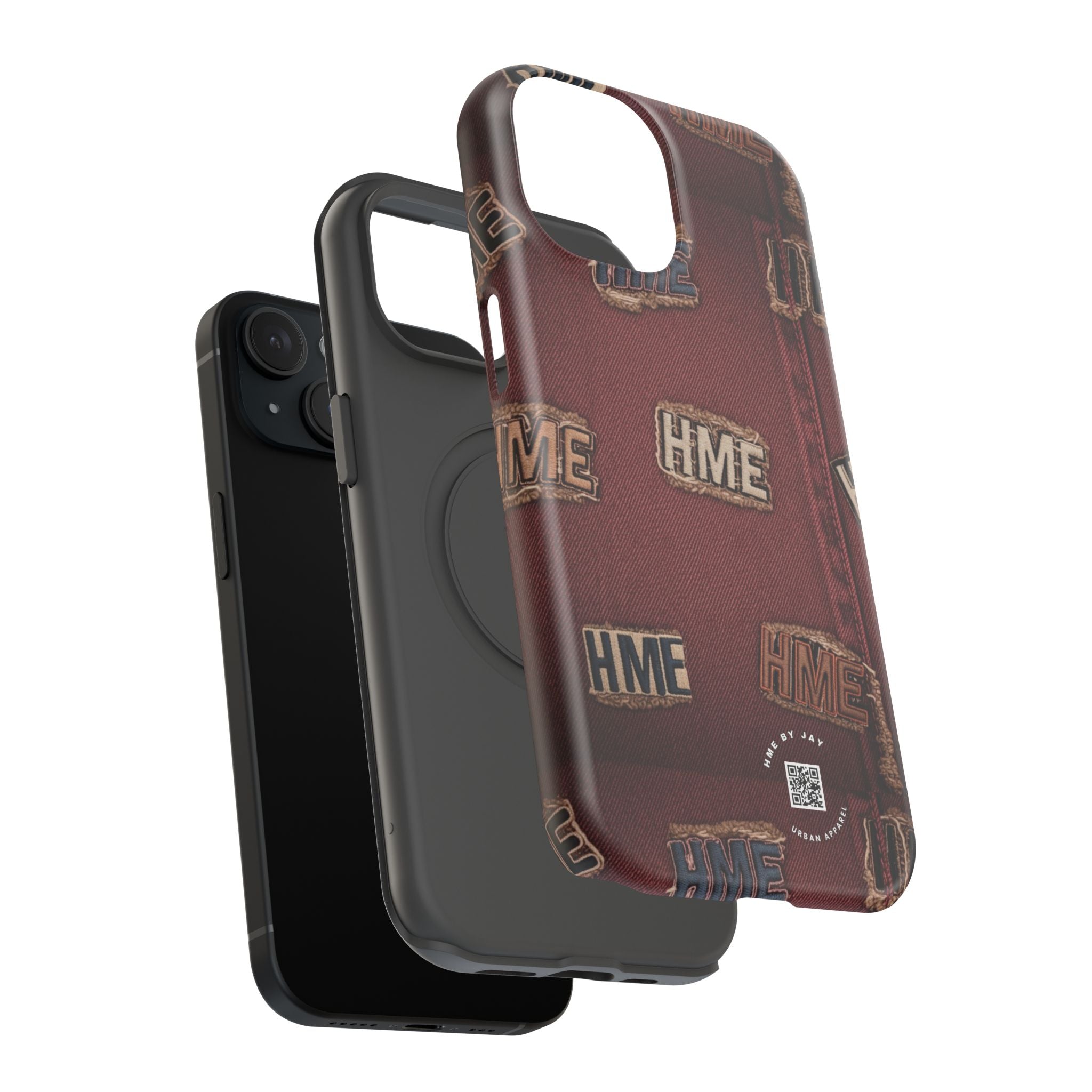Phone Cases with HME Red Stressed Denim and Patches