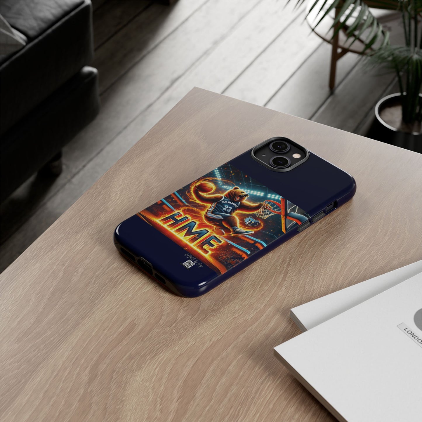 Phone Cases - Memphis Grizzlies Bear Dunkin on Fire Design