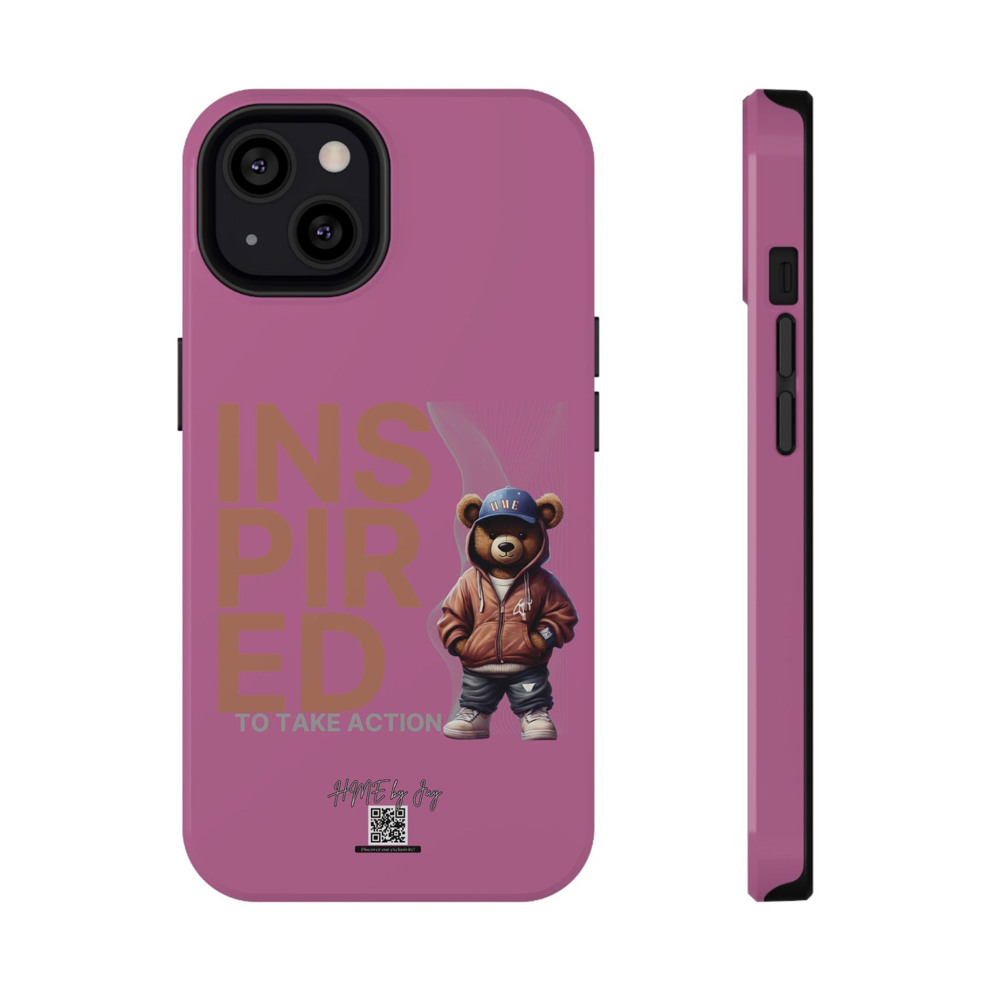Phone Cases - HME Logo Bear, Inspired to take action light pink