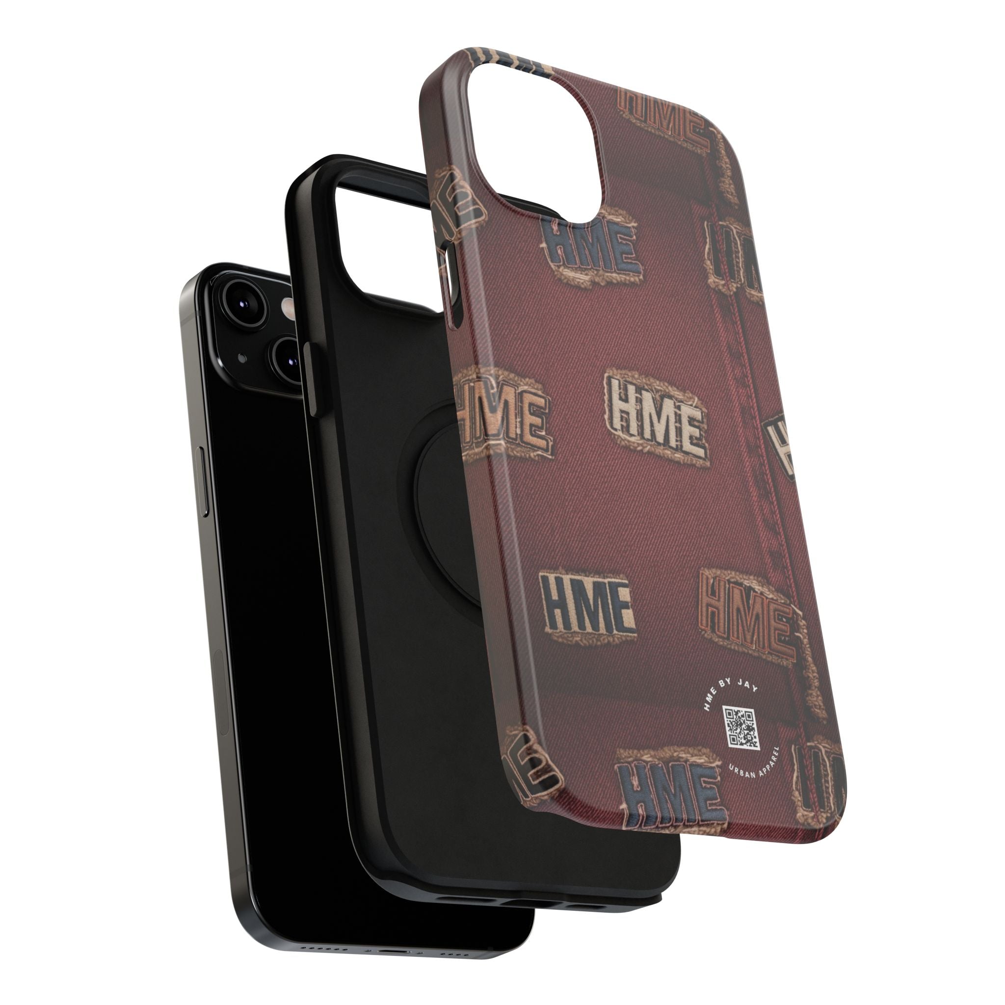 Phone Cases with HME Red Stressed Denim and Patches