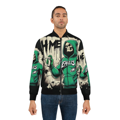 Bomber Jacket - Skeletor Philadelphia Eagles Retro Cartoon Design