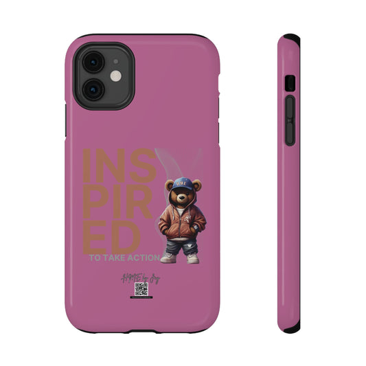 Phone Cases - HME Logo Bear, Inspired to take action light pink