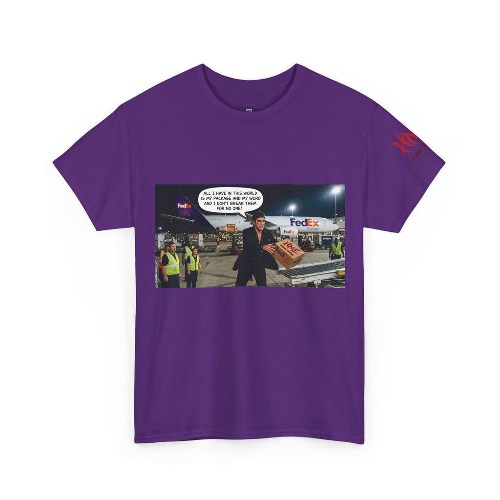 Airport Cargo Humor T‑Shirt — Funny FedEx Meme Tee (Includes Dialogue Bubble)