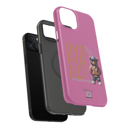 Phone Cases - HME Logo Bear, Inspired to take action light pink