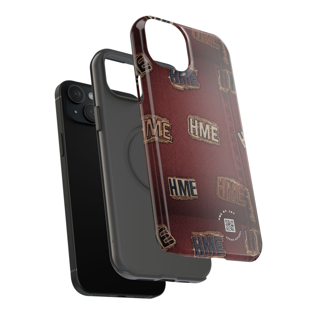 Phone Cases with HME Red Stressed Denim and Patches