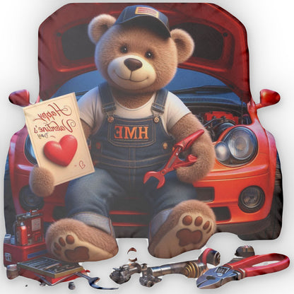 Valentine Auto Mechanic Bear Pillow