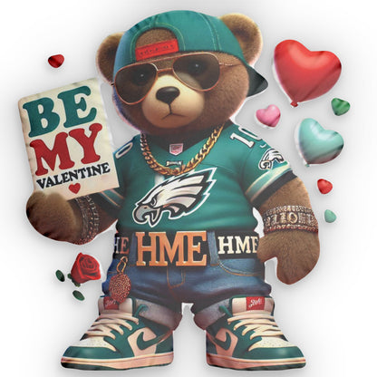 Custom Shaped Pillow - Philadelphia Eagles Be My Valentine Bear by HME