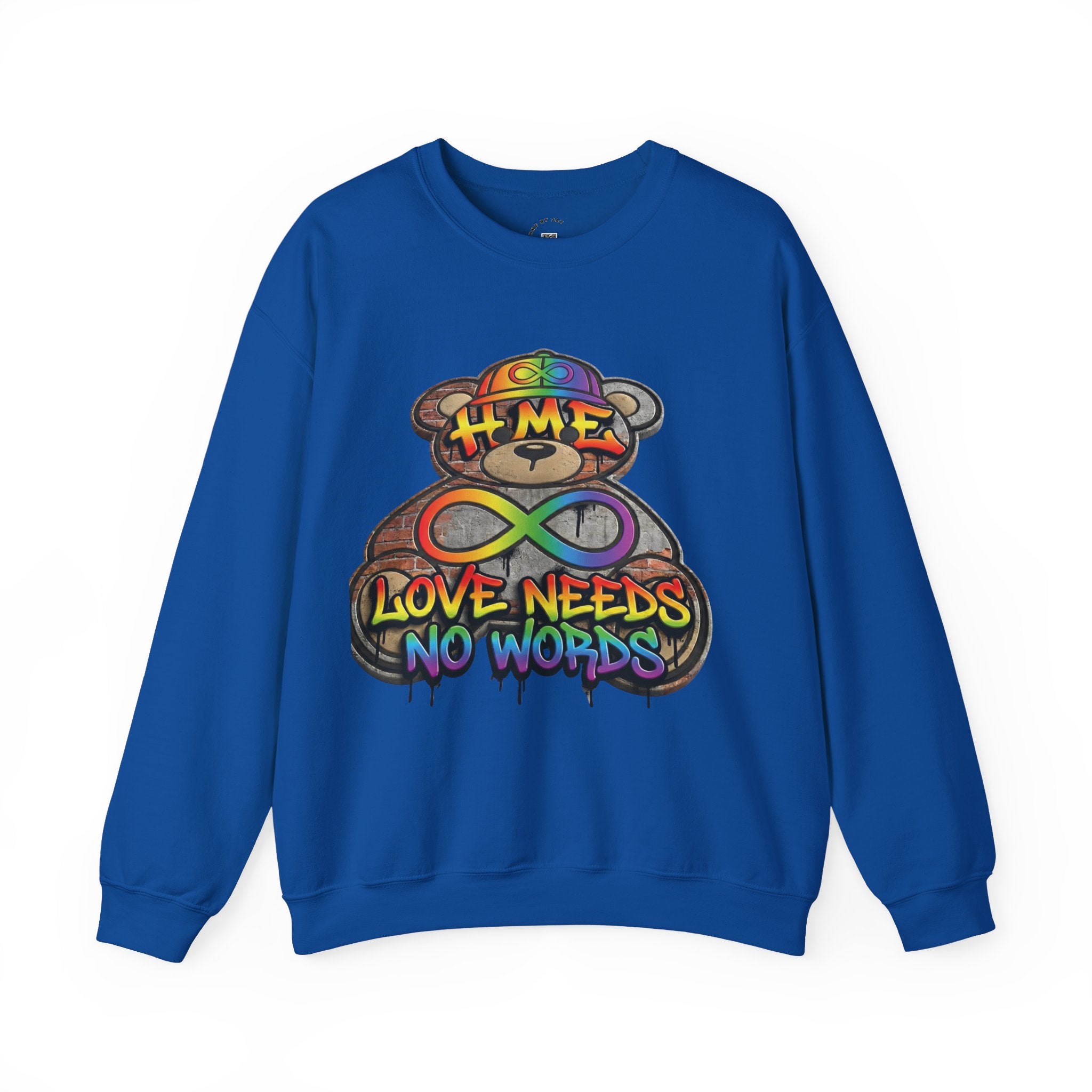 Autism Acceptance Crewneck Sweatshirt — "Socially Awkward? No, I’m Just Buffering" Colorful Puzzle Bear Design