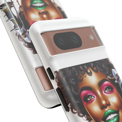 Phone Case - Ahnye's Melanin Collection Devine 9, AKA creation of beauty (White)