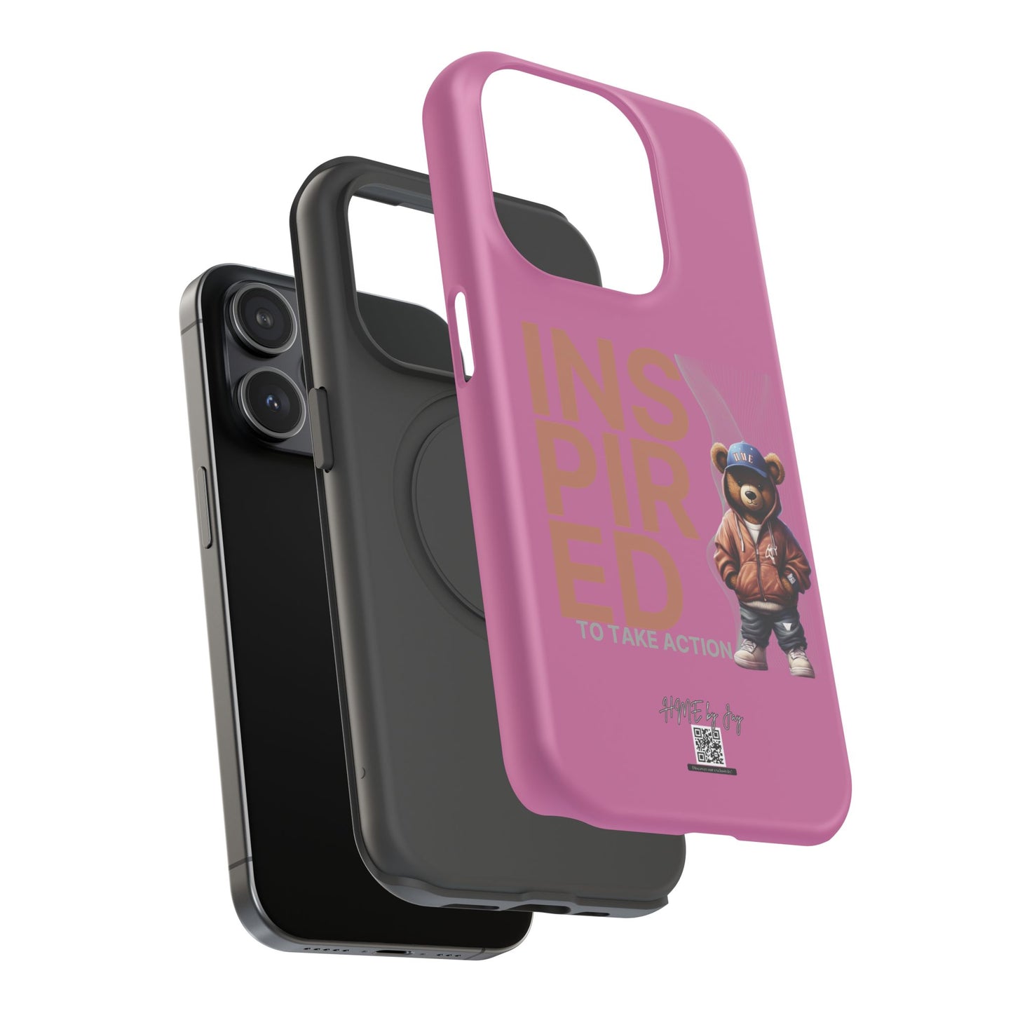 Phone Cases - HME Logo Bear, Inspired to take action light pink