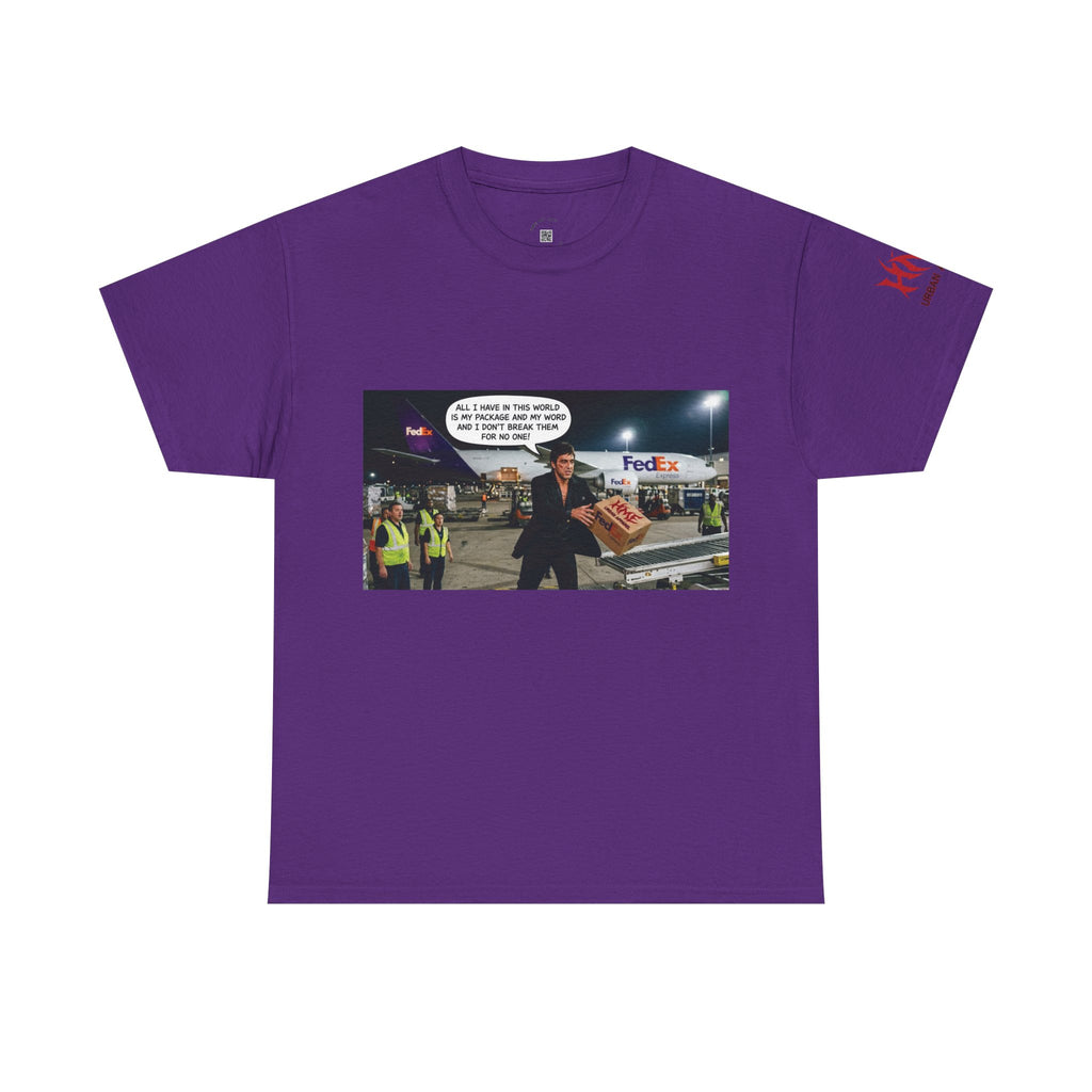 Airport Cargo Humor T‑Shirt — Funny FedEx Meme Tee (Includes Dialogue Bubble)