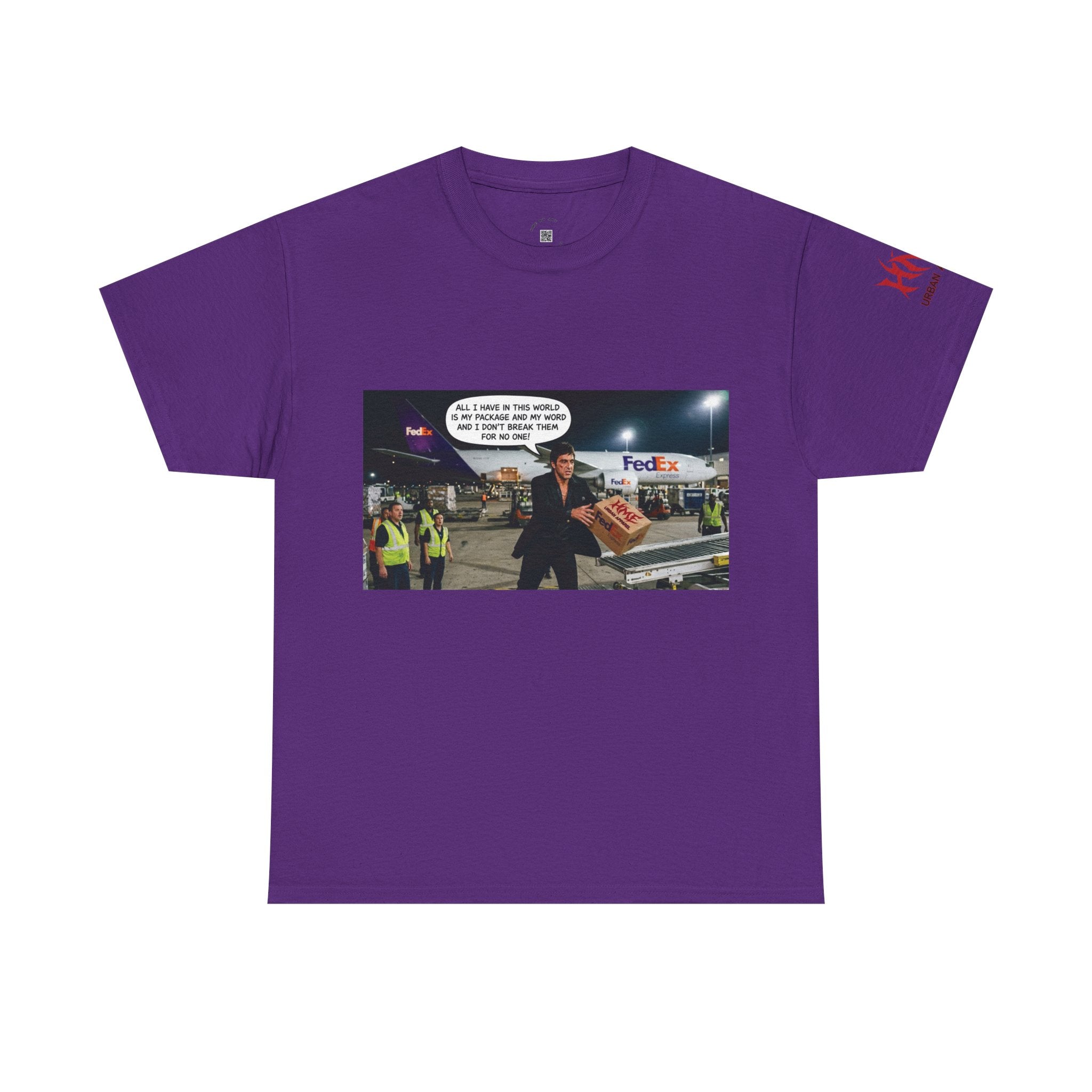 Airport Cargo Humor T‑Shirt — Funny FedEx Meme Tee (Includes Dialogue Bubble)