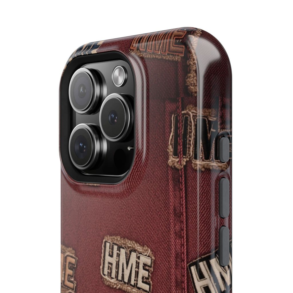 Phone Cases with HME Red Stressed Denim and Patches