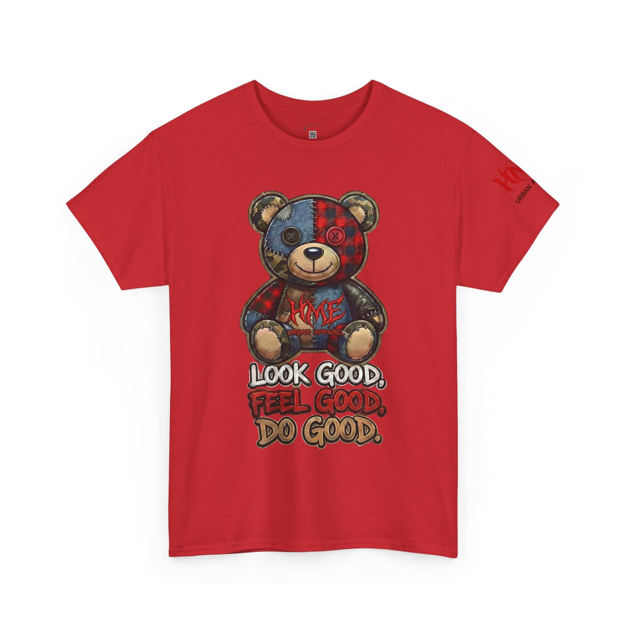 Graphic Teddy Bear Tee — "Look Good, Feel Good, Do Good" Cotton T-Shirt