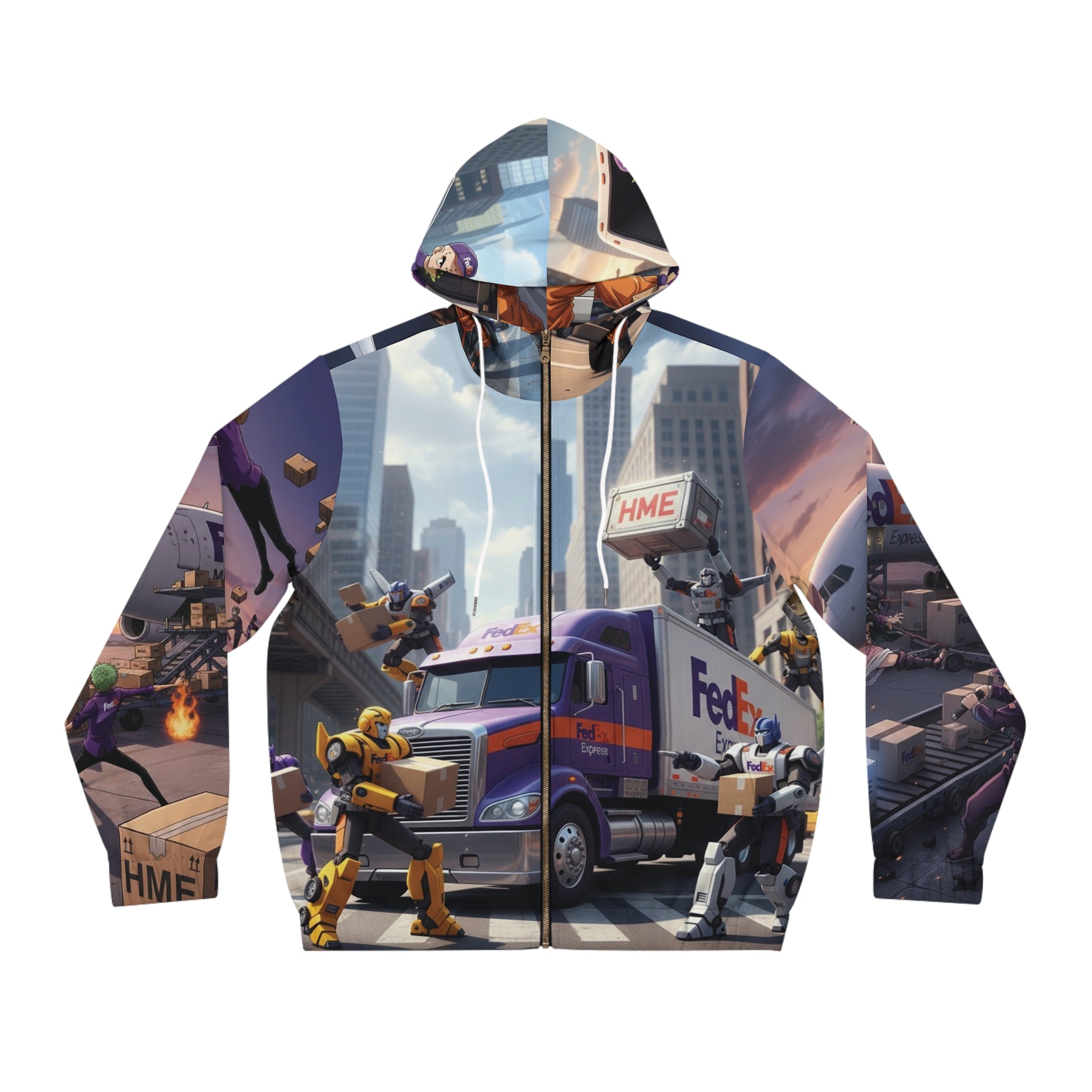 Full-Zip Hoodie - Classic Anime and Cartoon FedEx Design