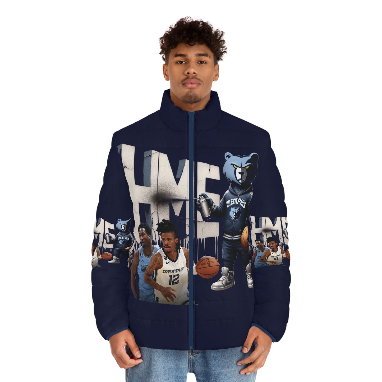 Men's Puffer Jacket - Memphis Grizzlies Ja Morant and Jaren Jackson Jr Design