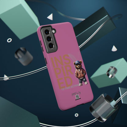 Phone Cases - HME Logo Bear, Inspired to take action light pink