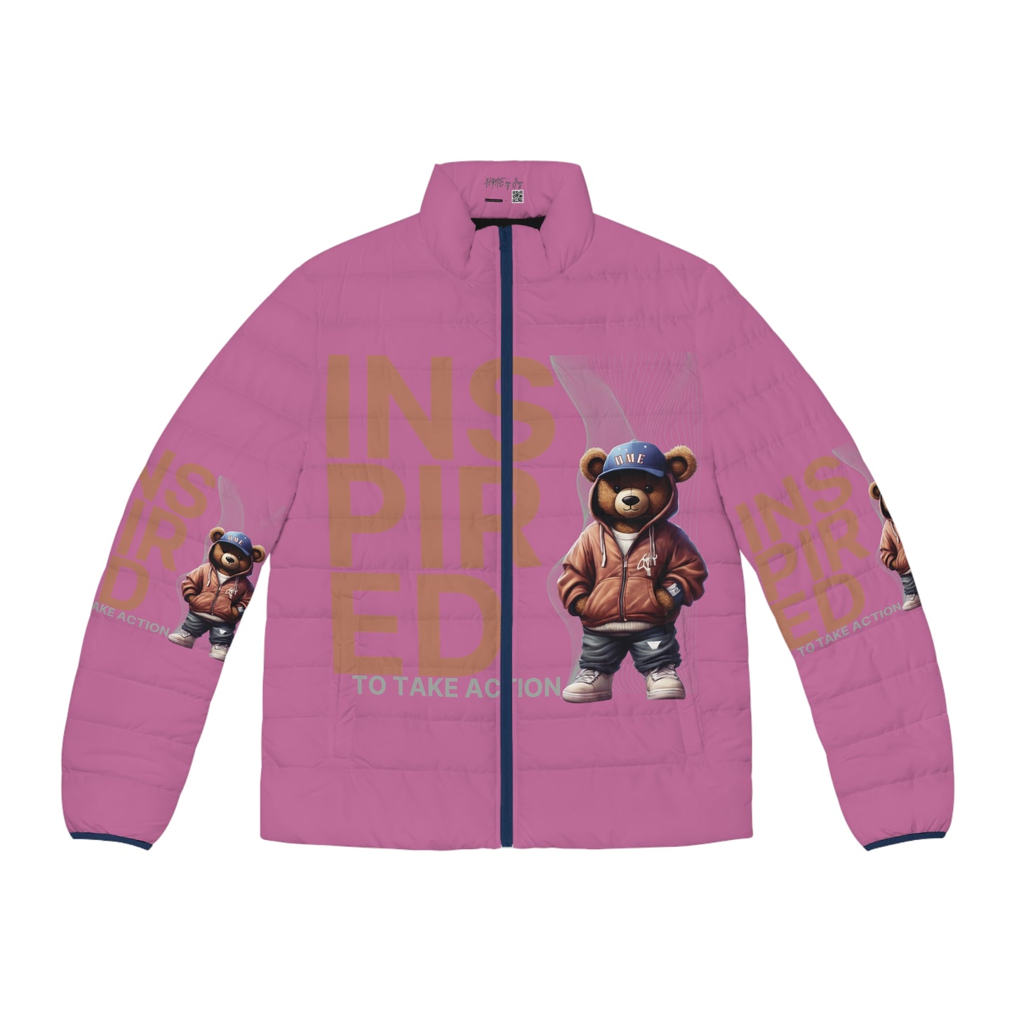 Puffer Jacket - HME Bear Logo, Take Action and Stay Inspired