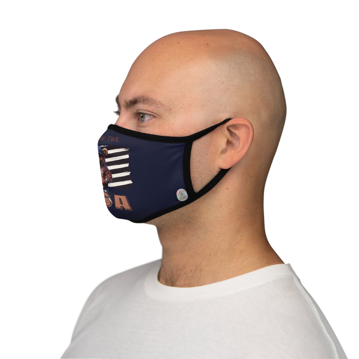 HME Bear Logo Dark Navy Blue Fitted 2 layer Polyester Face Mask