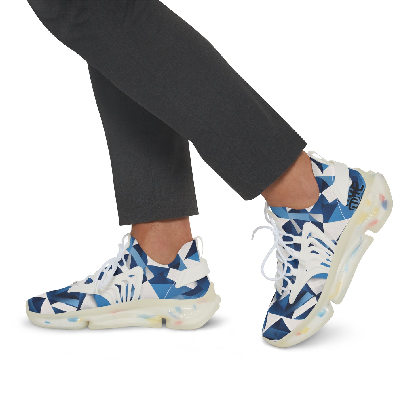 HME Blue and White Men's Mesh Sneakers