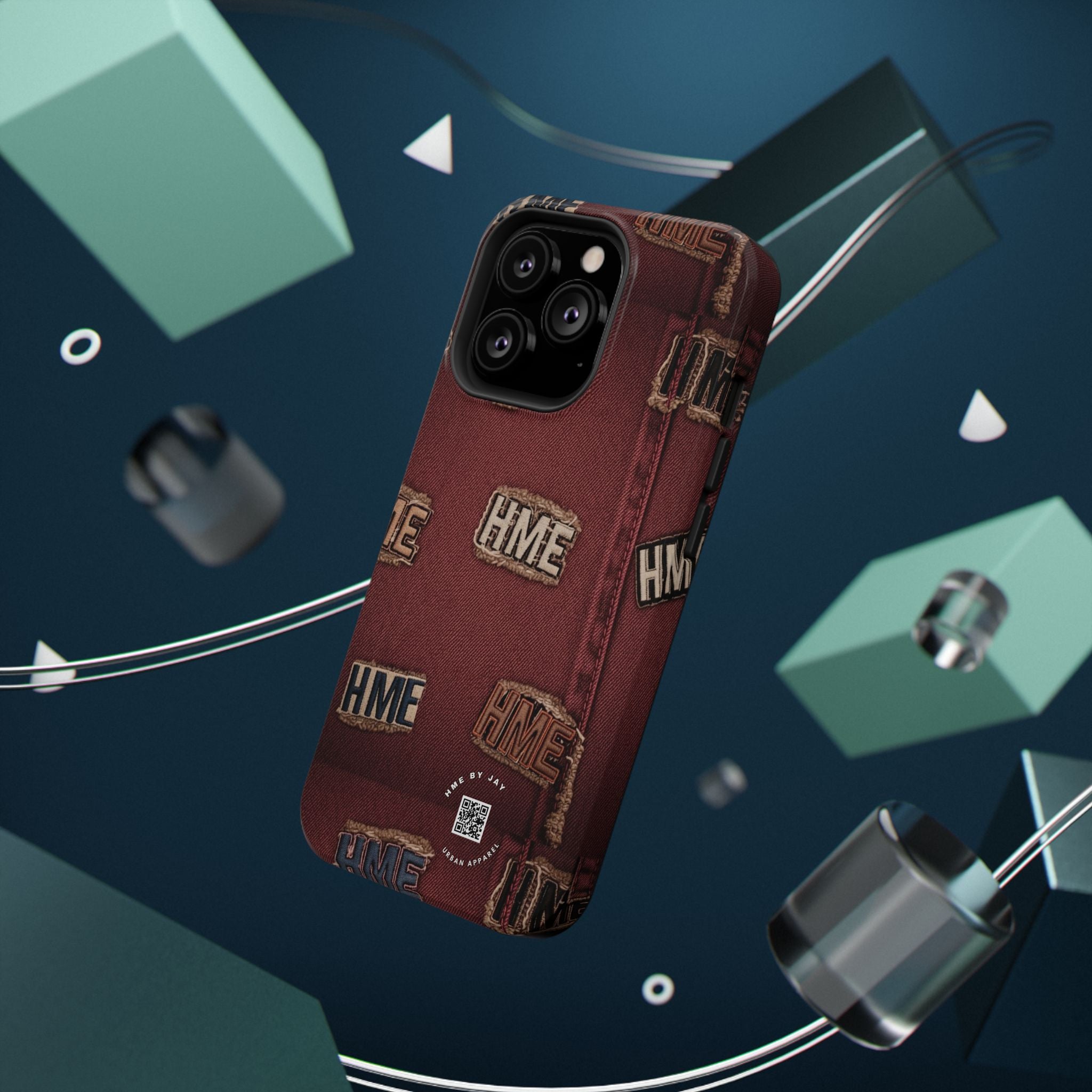 Phone Cases with HME Red Stressed Denim and Patches