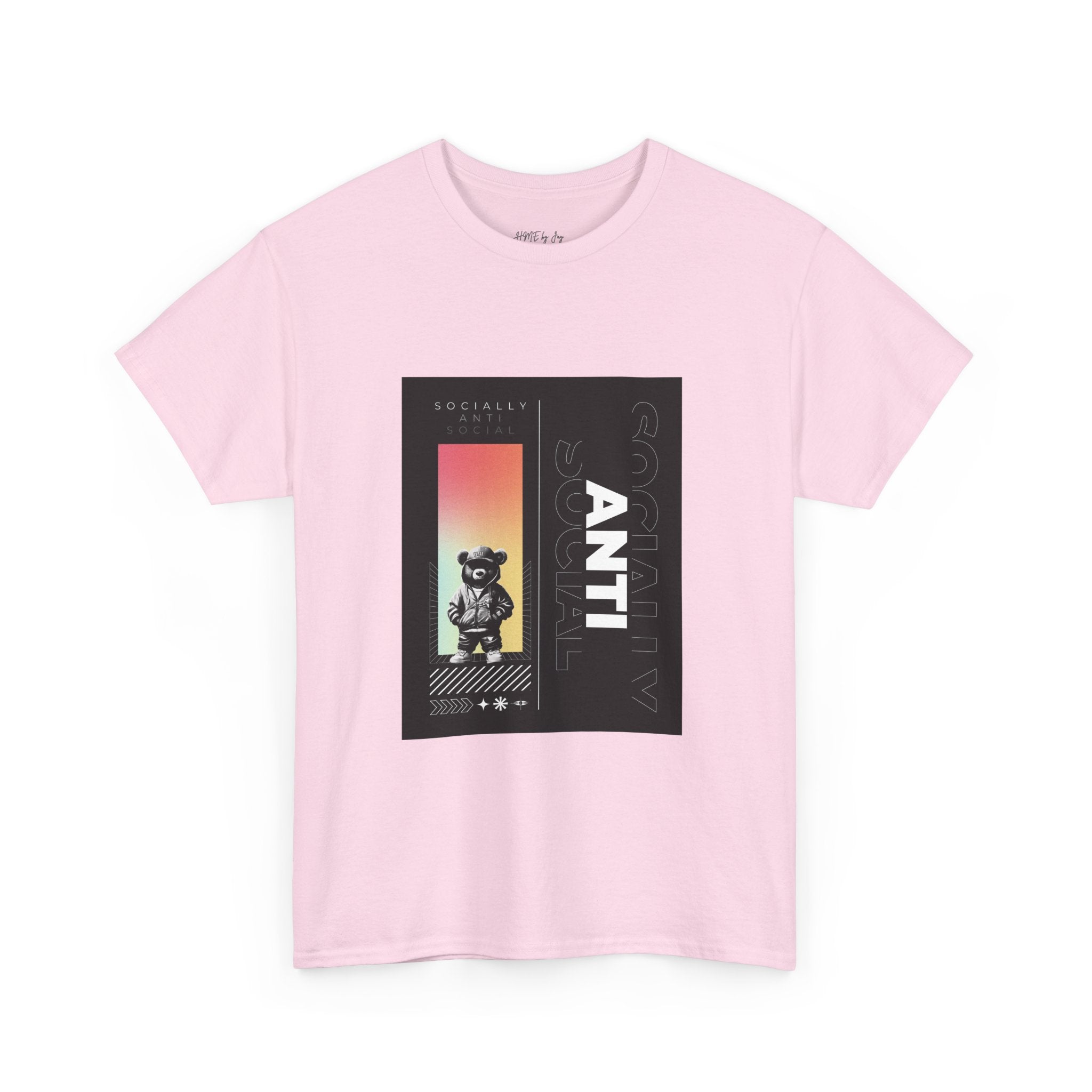 HME Bear Logo Socially Anti Social Unisex Heavy Cotton Tee