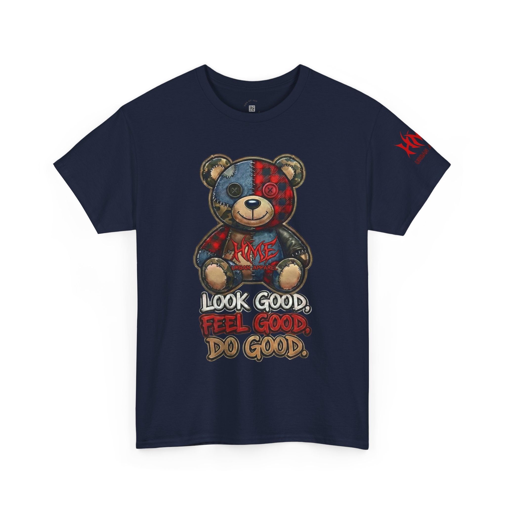 Graphic Teddy Bear Tee — "Look Good, Feel Good, Do Good" Cotton T-Shirt