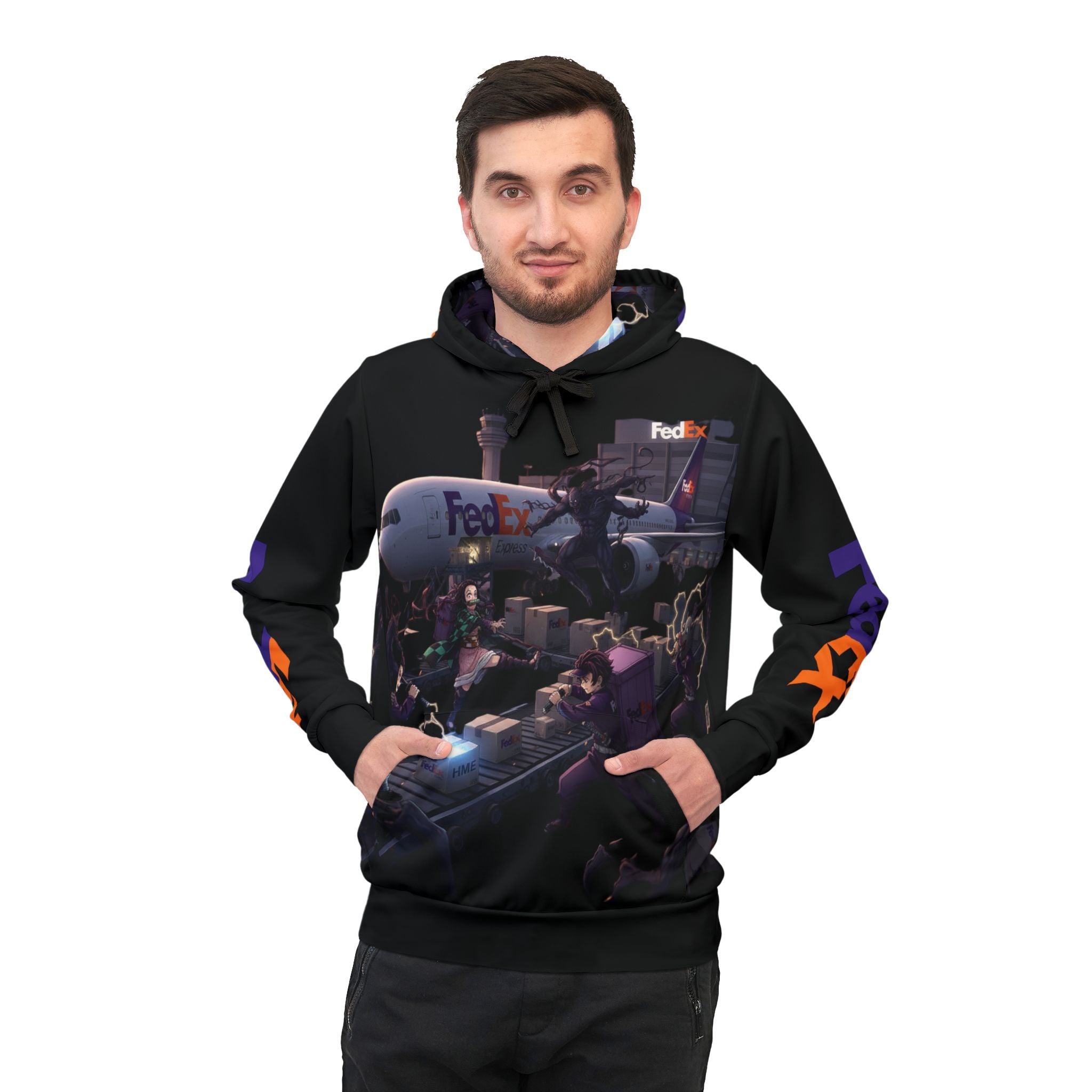 Anime Hoodie - Demon Slayer & FedEx Crossover Design