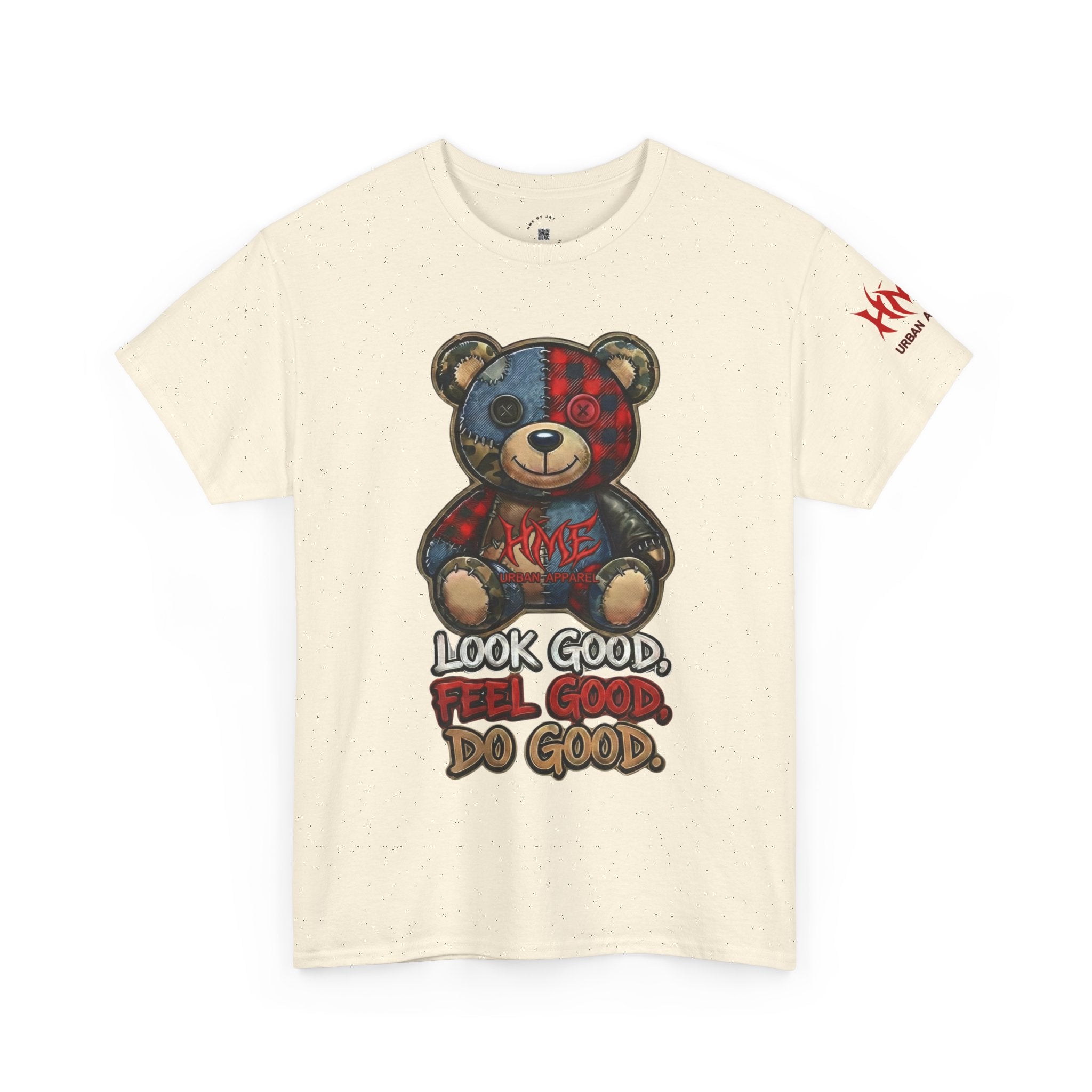 Graphic Teddy Bear Tee — "Look Good, Feel Good, Do Good" Cotton T-Shirt