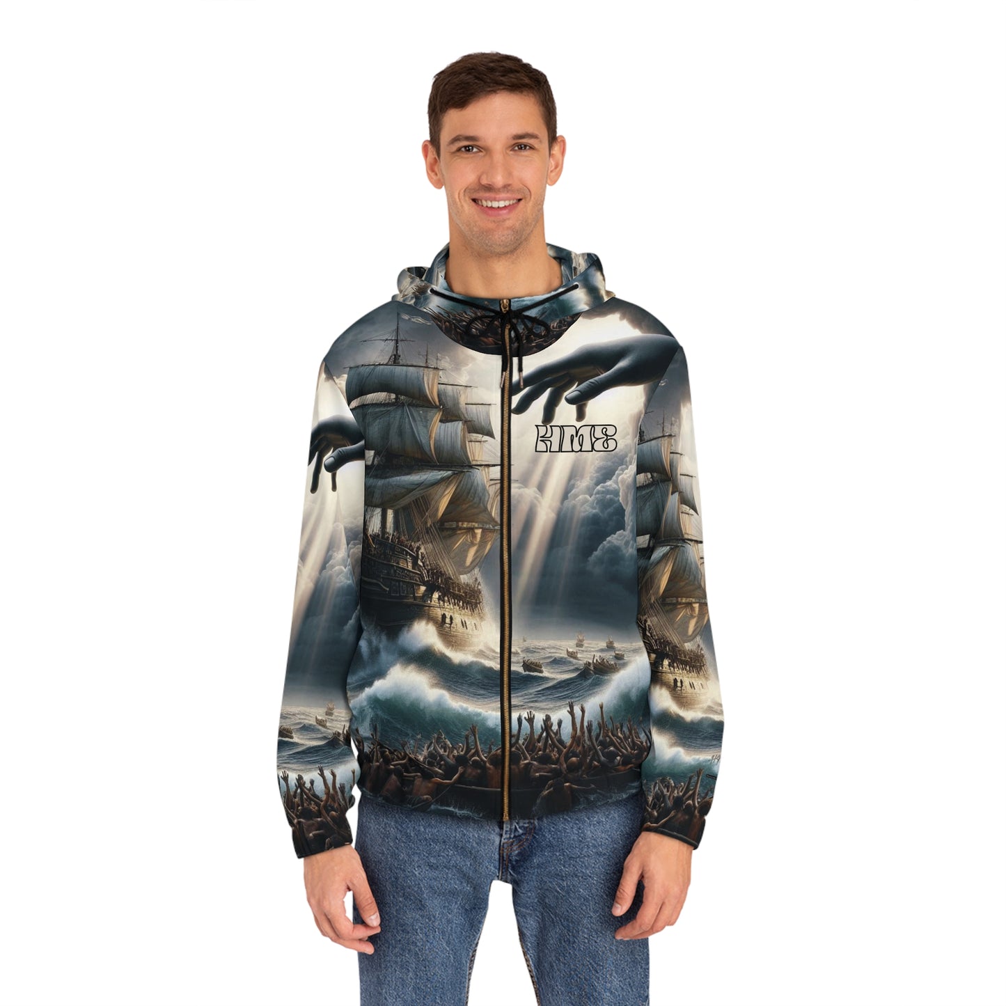 HME Christian Men's Full-Zip Hoodie - God's Unchanging Hand Design