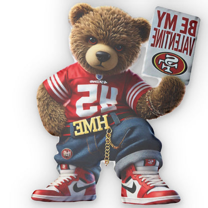 Valentine's Day Custom Shaped Pillows - San Francisco 49ers Be my Valentine Bear by HME