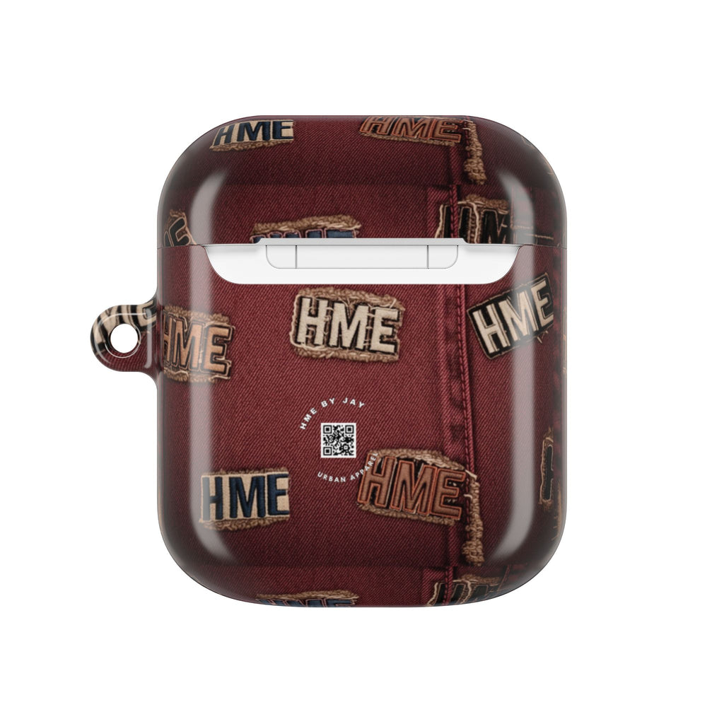 AirPod Case -HME  Stressed Denim with Patches design