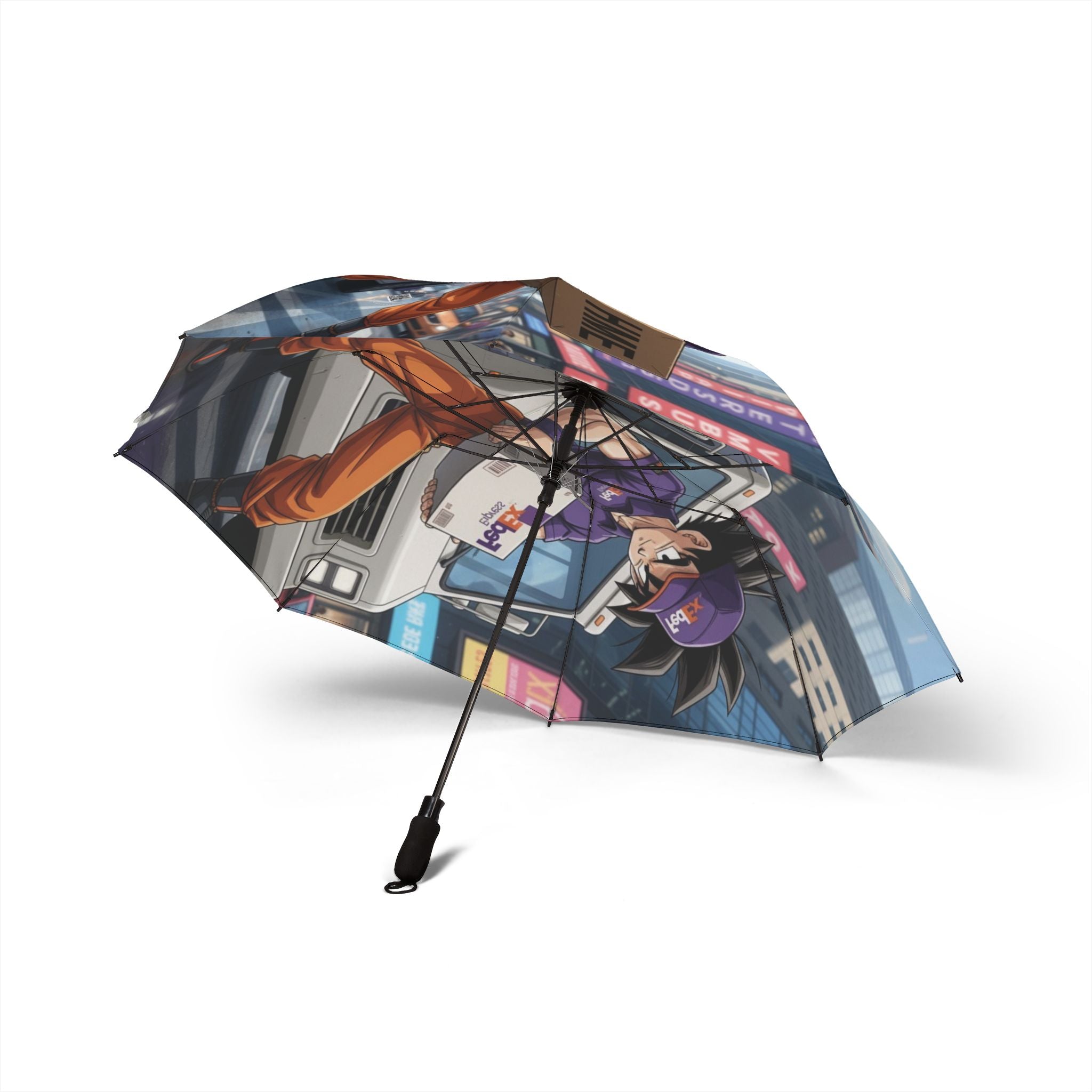 Umbrella, Gohan and Krillin Anime FedEx Crossover Design