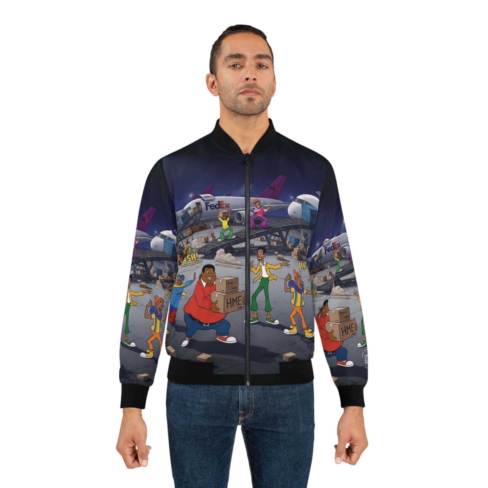Fat Albert & The Gang x FedEx Bomber Jacket — Retro Cartoon Crossover AOP