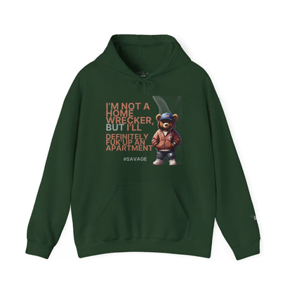 HME Bear Logo Heavy Blend Hooded Sweatshirt - I'm not a Home Wrecker Design