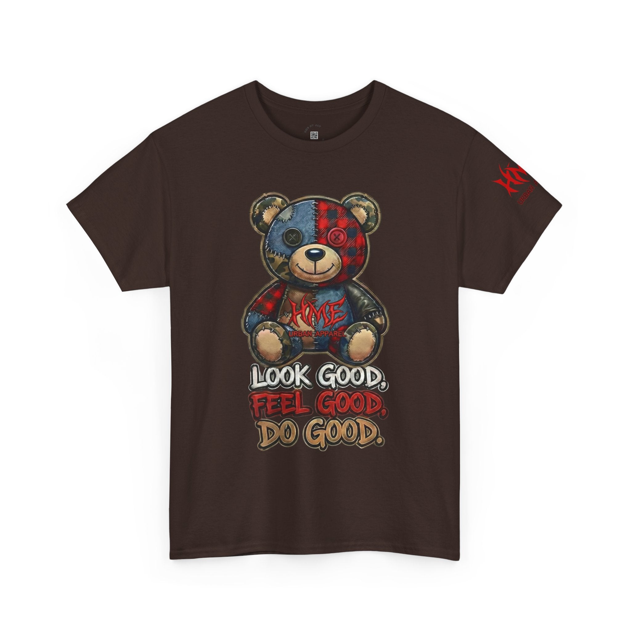 Graphic Teddy Bear Tee — "Look Good, Feel Good, Do Good" Cotton T-Shirt
