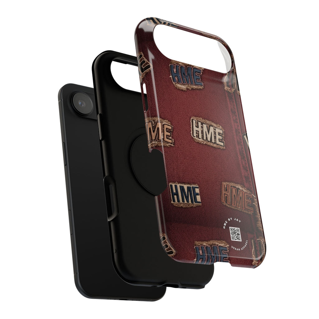 Phone Cases with HME Red Stressed Denim and Patches