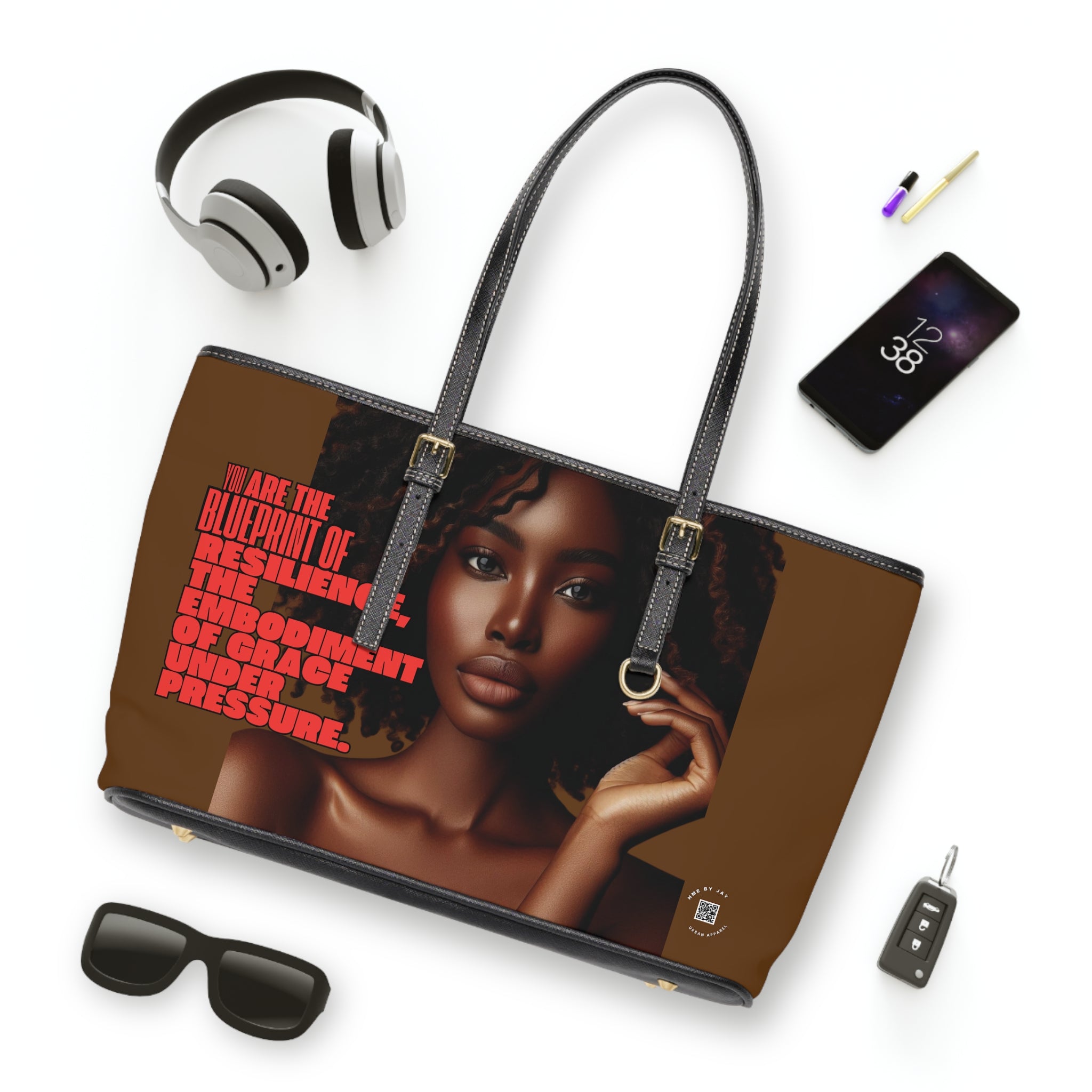 Shoulder Bag - Ahnye's Melanin Collection The Blueprint words of affirmation (Brown)