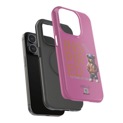 Phone Cases - HME Logo Bear, Inspired to take action light pink