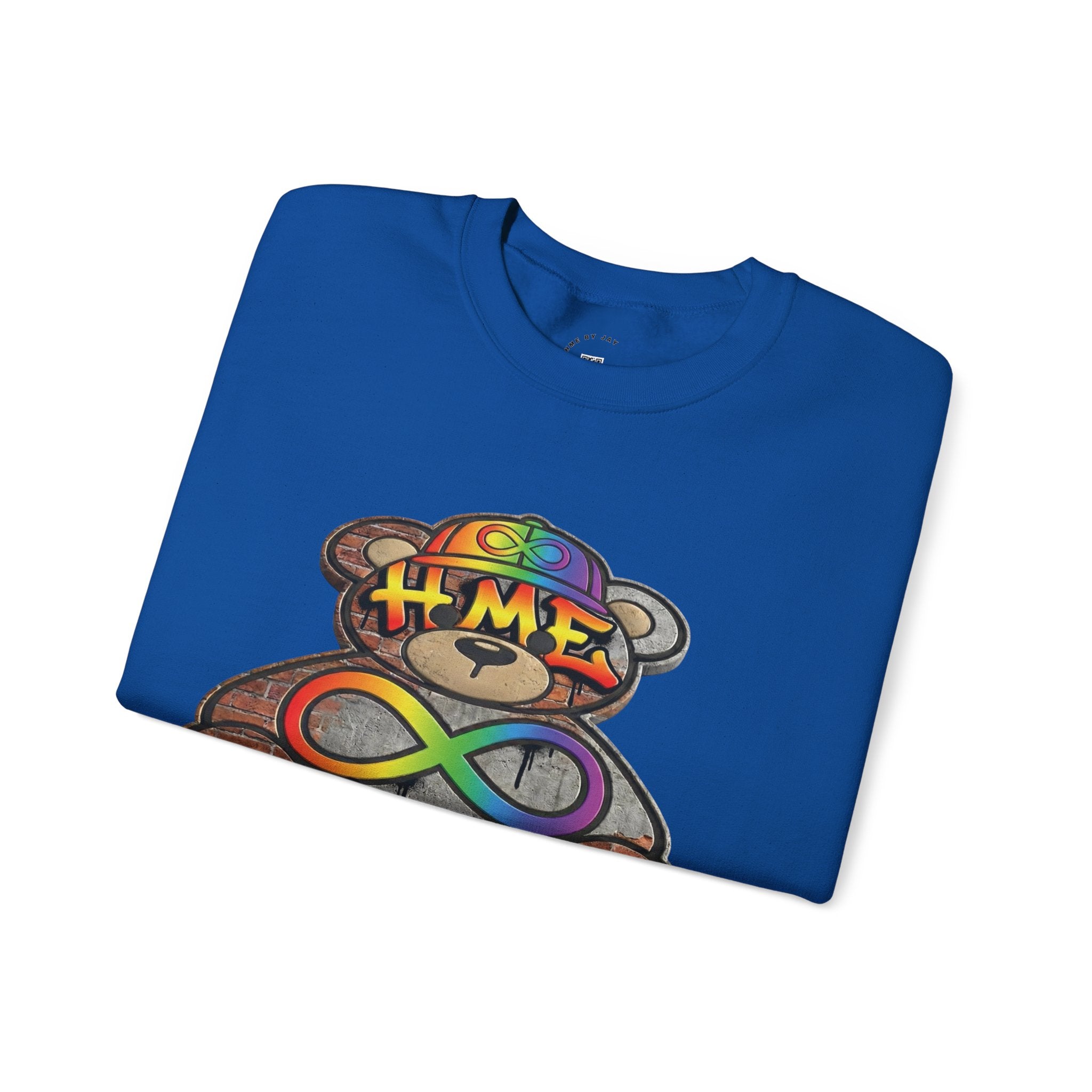 Autism Acceptance Crewneck Sweatshirt — "Socially Awkward? No, I’m Just Buffering" Colorful Puzzle Bear Design