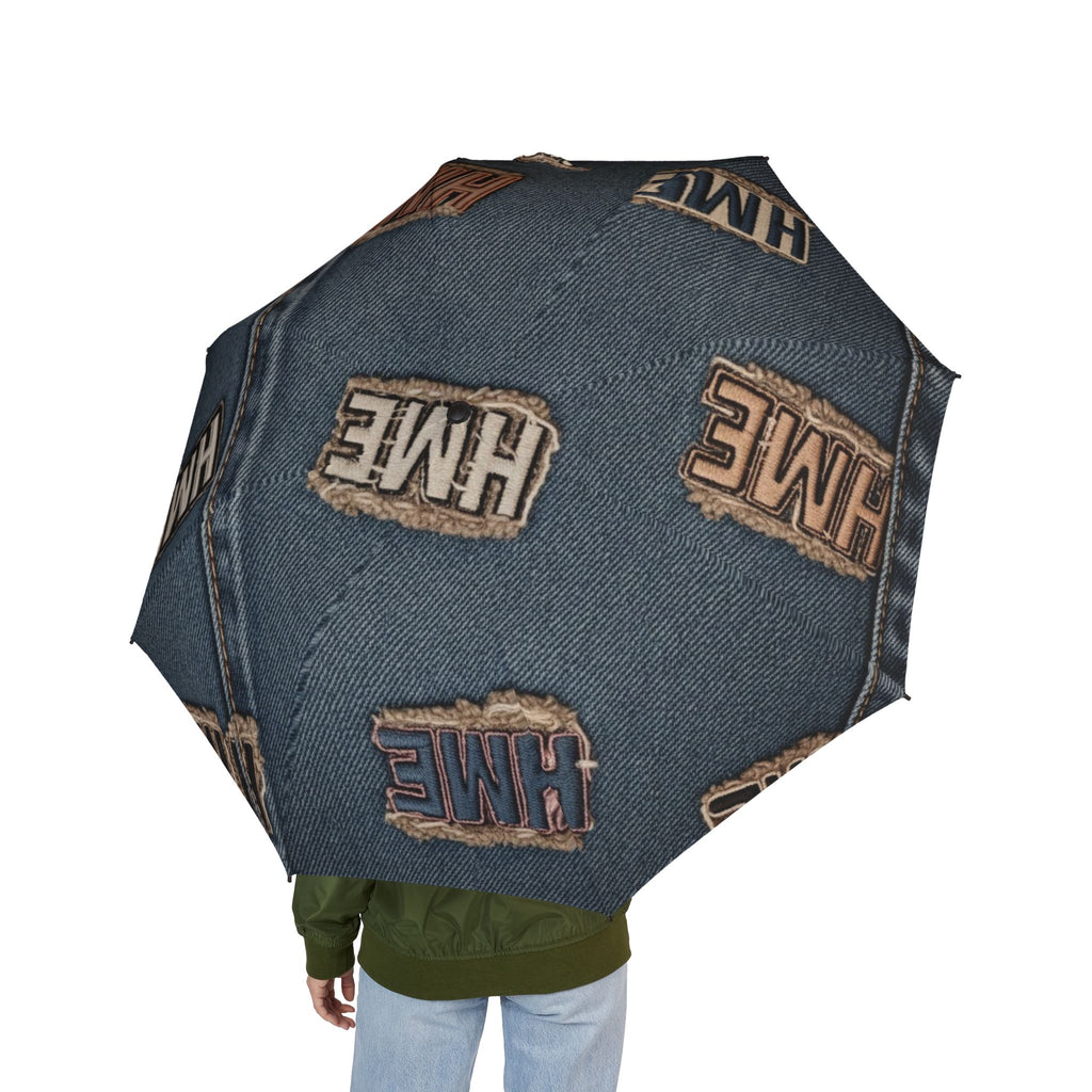 Umbrella - HME Blue Stressed Denim with Patches Design