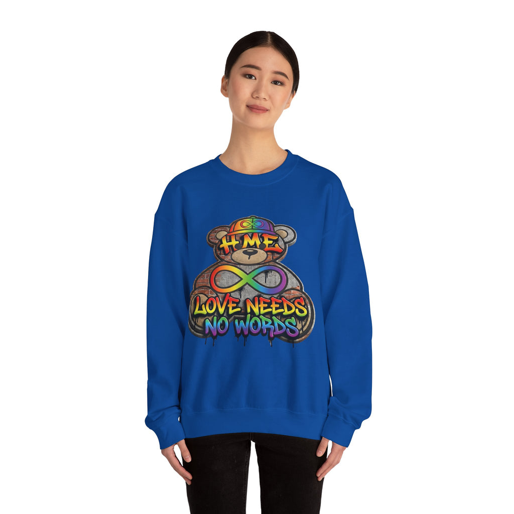 Autism Acceptance Crewneck Sweatshirt — "Socially Awkward? No, I’m Just Buffering" Colorful Puzzle Bear Design