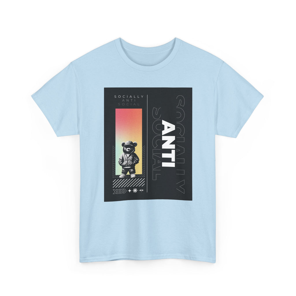 HME Bear Logo Socially Anti Social Unisex Heavy Cotton Tee