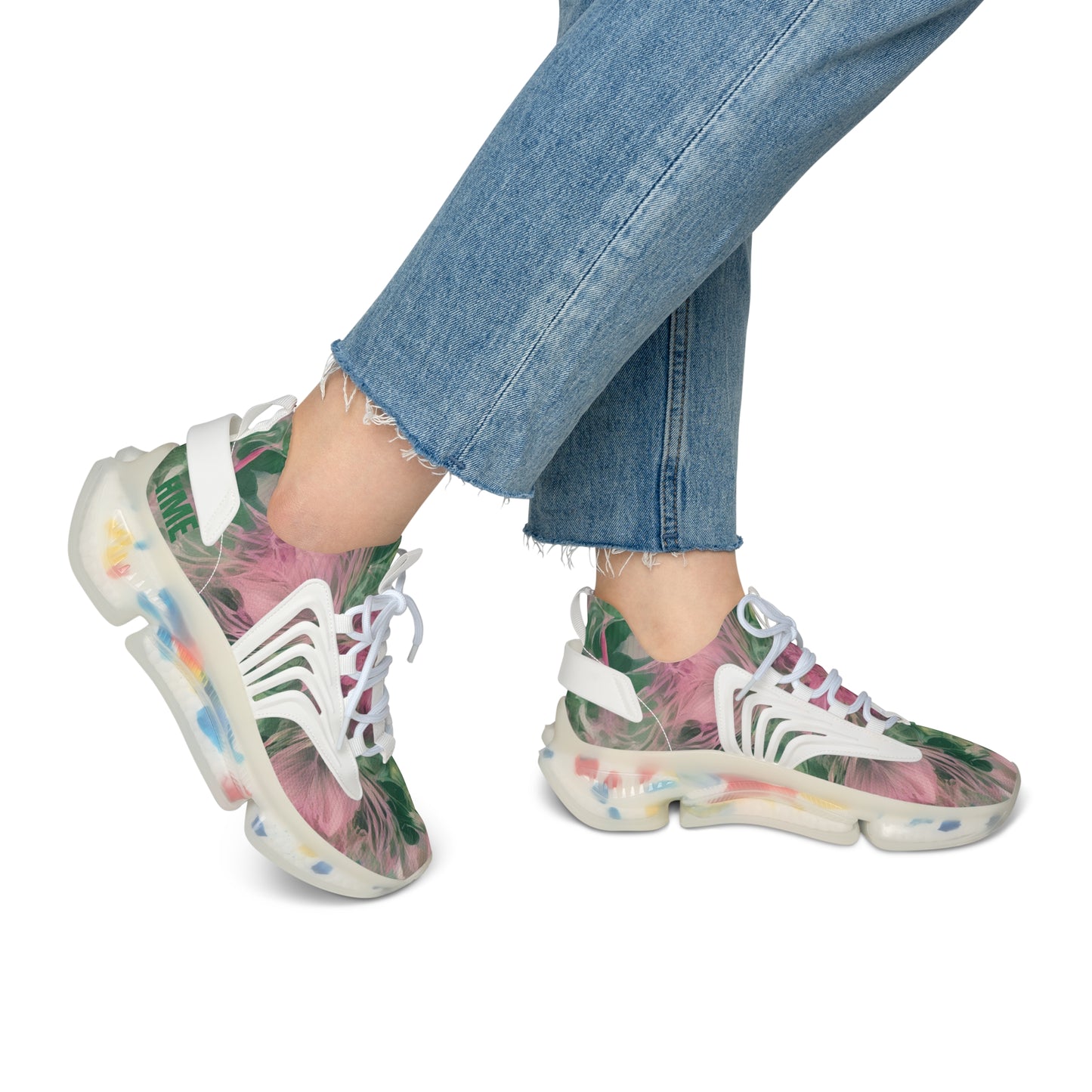 FlexComfort Pink & Green Women's Mesh Sneakers