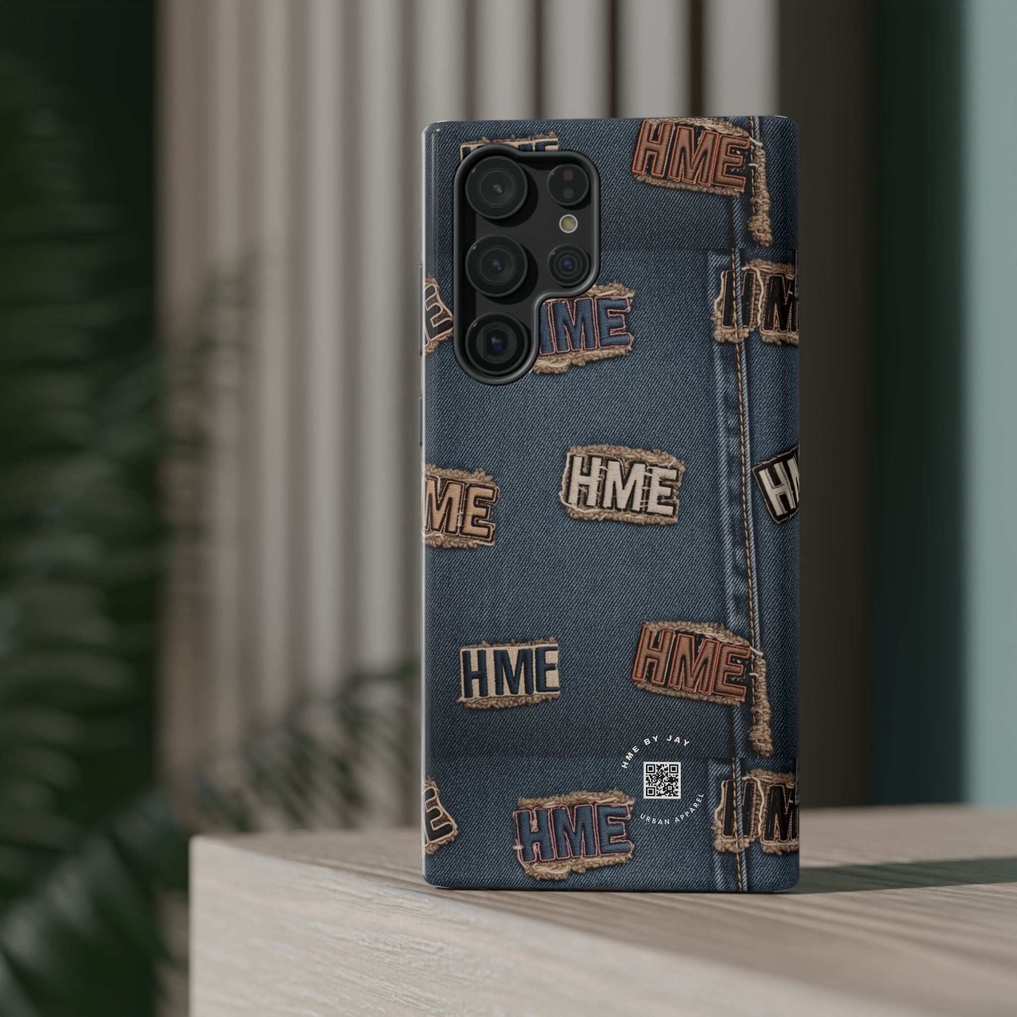 Phone Case Stressed Denim HME Patches Impact-Resistant